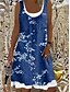 cheap All Sale-Women&#039;s Knee Length Dress Shift Dress Blue Gray Brown Light Blue Sleeveless Fake two piece Print Floral Boat Neck Spring Summer Casual Modern 2021 Loose S M L XL XXL 3XL 4XL