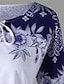 abordables Tops &amp; Blouses-Mujer Talla extra Tops Floral Gráfico Blusa Camisa Manga Larga Anudado Estampado Básico Elegante Clásico Escote Redondo Mezcla de Algodón Diario Vacaciones Primavera Verano Verde Trébol Azul Piscina