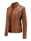 cheap Jackets-Women&#039;s Faux Leather Jacket Patchwork Single Breasted Basic Casual Regular Fit Outerwear Long Sleeve Winter Fall Black Pink Wine Street Daily Holiday M L XL