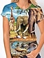 economico T-Shirt-Per donna maglietta Animali Giraffa Paesaggi Verde Stampa Manica corta Giornaliero Fine settimana Essenziale Rotonda Standard