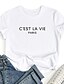 economico T-shirts-Per donna maglietta Pop art Alfabetico Rotonda Stampa Essenziale Top 100% cotone Blu Rosa Vino