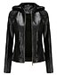 cheap Jackets-Women&#039;s Faux Leather Jacket Fall Winter Spring Street Daily Date Short Coat Round Neck Warm Regular Fit Basic Casual Jacket Long Sleeve Patchwork Solid Colored Black Pink Gray