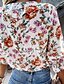 abordables Tops &amp; Blouses-Mujer Blusa Floral Escote en Pico Volante Estampado Ropa de calle Tops Blanco Negro