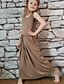 preiswerte New Arrivals-Familienblick Baumwolle Kleid Täglich Einfarbig Bedruckt Braun Maxi Ärmellos Aktiv Passende Outfits
