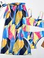 cheap Bikini-Women&#039;s Swimwear Three Piece Normal Swimsuit Color Block Tie Dye Tummy Control Push Up High Waisted Green Pink Yellow Royal Blue Orange Strap Padded Bathing Suits Casual Sexy New / Padded Bras