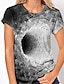billige T-shirts-Dame T skjorte Grafisk 3D Print Grå Trykt mønster Kortermet Daglig Helg Grunnleggende Rund hals Normal