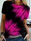 cheap Women&#039;s T-shirts-Women&#039;s T shirt Tee Floral Graphic Daily Weekend Purple Fuchsia Green Print Short Sleeve Basic Round Neck Regular Fit
