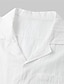 baratos Men&#039;s-Homens Camisa Social Côr Sólida Aberto para a Lateral Casual Diário Manga Curta Botão para baixo Blusas Casual Moda Respirável Confortável Branco Preto Amarelo