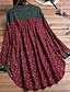cheap Plus Size Dresses-Women&#039;s Plus Size Floral Shirt Dress Round Neck Long Sleeve Holiday Short Mini Dress Dress