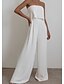 cheap Jumpsuits &amp; Rompers-Women&#039;s Jumpsuit Solid Colored Patchwork Ordinary Off Shoulder Straight Sleeveless Loose White Black Camel S M L Autumn / Fall