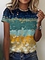 abordables T-shirts-Mujer Paisaje Bloque de color Diario Fin de semana Manga Corta Camiseta Escote Redondo Estampado Básico Tops Azul Piscina S / Impresión 3D