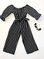 cheap Family Look Sets-Family Look Overall &amp; Jumpsuit Daily Striped Patchwork Black Maxi Long Sleeve Active Matching Outfits