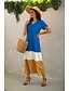 preiswerte Damenmode-Damen Täglich T-Shirt Anzüge Kurzarm Glatt V-Ausschnitt Basic Oberteile Grün Schwarz Blau S / Sommer