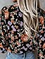 baratos Tops &amp; Blouses-Mulheres Blusa Floral Decote V Frufru Imprimir Roupa de rua Blusas Branco Preto