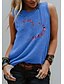 baratos Regatas-Mulheres Malha Íntima Colete Camiseta Gráfico Borboleta Coração Decote Redondo Imprimir Básico Blusas Azul Roxo Cinza Claro