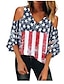 abordables T-shirts-Camisas con hombros descubiertos para mujer verano casual 4 de julio camiseta con bandera americana tops rojo
