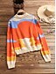 cheap Sweaters &amp; Cardigans-Women&#039;s Cardigan Color Block Geometric Knitted Basic Long Sleeve Sweater Cardigans Fall Winter Shirt Collar Rainbow