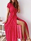 cheap Maxi Dresses-Women&#039;s Maxi long Dress Swing Dress Navy White Blue Red Short Sleeve Print Spring Summer Casual Daily 2022 S M L XL 2XL