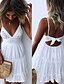 cheap Casual Dresses-women’s spaghetti strap v neck swing mini dress sleeveles solid lace patchwork short dress red