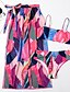 cheap Bikini-Women&#039;s Swimwear Three Piece Normal Swimsuit Color Block Tie Dye Tummy Control Push Up High Waisted Green Pink Yellow Royal Blue Orange Strap Padded Bathing Suits Casual Sexy New / Padded Bras