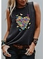 cheap Women&#039;s Tanks-Women&#039;s Tank Top Graphic Patterned Butterfly Heart Daily Holiday Going out Sleeveless Tank Top Vest T shirt Tee Round Neck Print Basic Essential Blue Purple Light gray S
