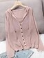 cheap Cardigans-Women&#039;s Casual Modern Style Solid Color Cardigan Long Sleeve Sweater Cardigans V Neck Fall Spring Summer Blue Purple Blushing Pink