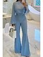 cheap Women&#039;s Jumpsuits-Women&#039;s Jumpsuit Solid Colored Ordinary Turtleneck Straight Full Body Regular Fit Blue S M L Spring &amp; Summer