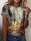 economico T-shirts-Per donna Pop art Paesaggi Giornaliero Fine settimana Astratto Geometrica Pittura Manica corta maglietta Rotonda Stampa Essenziale Top Blu Giallo S / Stampa 3D