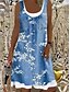 cheap All Sale-Women&#039;s Knee Length Dress Shift Dress Blue Gray Brown Light Blue Sleeveless Fake two piece Print Floral Boat Neck Spring Summer Casual Modern 2021 Loose S M L XL XXL 3XL 4XL