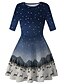 preiswerte New Arrivals-Familienblick Kleid Täglich Galaxis Bedruckt Blau Purpur Knielang Halbe Ärmel Aktiv Passende Outfits