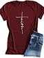 abordables Tee-shirt-Croix de foi chrétienne pour femmes T-shirts pour femmes T-shirt graphique Tops en coton d&#039;été