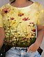 cheap Plus Size Tops-Women&#039;s Plus Size Tops T shirt Floral Print Short Sleeve Round Neck Big Size XL XXL 3XL 4XL 5XL