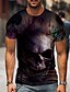 billige Tank Tops-Herre T-shirt Grafisk Farveblok 3D Rund hals I-byen-tøj Natklub Kortærmet Trykt mønster Toppe Gade Punk &amp; Gotisk Grå / Dødningehoveder / Dødningehoveder