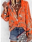 cheap Tops &amp; Blouses-Women&#039;s Blouse Paisley Tribal Casual Daily Boho Long Sleeve Blouse Shirt Shirt Collar Print Boho Blue Yellow Orange S