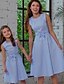 cheap New Arrivals-Mommy and Me Dress Striped Bow Light Blue Midi Sleeveless Basic Matching Outfits / Summer
