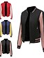 cheap Jackets-Women&#039;s Jacket Bomber Jacket Casual Jacket Fall Winter Spring Street Daily Date Short Coat Round Neck Warm Regular Fit Sporty Casual Jacket Long Sleeve Print Color Block Black Red Navy Blue