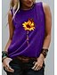 cheap Tank Tops-Women&#039;s Tank Top Vest T shirt Graphic Butterfly Sunflower Round Neck Print Basic Tops Blue Purple Light gray