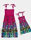 cheap New Arrivals-Dresses Mommy and Me Casual / Daily Floral Print Red Knee-length Sleeveless Boho Matching Outfits / Summer