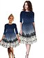 cheap New Arrivals-Family Look Dress Daily Galaxy Print Blue Purple Knee-length Half Sleeve Active Matching Outfits