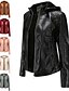 cheap Jackets-Women&#039;s Faux Leather Jacket Fall Winter Spring Street Daily Date Short Coat Round Neck Warm Regular Fit Basic Casual Jacket Long Sleeve Patchwork Solid Colored Black Pink Gray