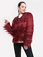 cheap Furs &amp; Leathers-Women&#039;s Fur Coat Winter Fall &amp; Winter Holiday Short Coat Standard Fit Jacket Long Sleeve Solid Colored Purple Wine Pink