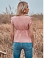 billige Dametøj-Dame Bluse T-shirt Vanlig V-hals Basale Mode Toppe Lyserød
