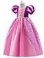 cheap Girls&#039; Dresses-Kids Little Girls&#039; Dress Jacquard Tassel Fringe Ruched Purple Pink Midi Short Sleeve Costume Cute Dresses Slim 3-10 Years