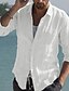 billige Linen Shirts-Herre Skjorte linned skjorte Sommer skjorte Strand Tøj Button Up skjorte Sort Hvid Lyserød Langærmet Helfarve Krave Forår sommer Afslappet Daglig Tøj Knap ned