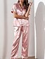 abordables Pijama-Mujer Solapa de Pico Traje Pijamas Color sólido