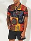 cheap Men&#039;s Shirts-Men&#039;s Casual Shirt Tribal Short Sleeve Button-Down Tops Lightweight Casual Fashion Breathable Red Yellow / Stand Collar
