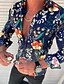 billige Long Sleeves-Herre Skjorte Grafisk skjorte Blomstret Aftæpning Sort Hvid Gul Rød Navyblå Afslappet Daglig Langærmet Knap ned Tøj Mode Designer Afslappet Åndbart