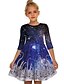 cheap New Arrivals-Family Look Dress Daily Galaxy Print Blue Purple Knee-length Half Sleeve Active Matching Outfits
