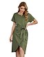 cheap Women&#039;s Clothing-LITB Basic Women&#039;s Belted Wrap T-Shirt Dress Knee Length Dress Solid Color