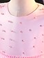 preiswerte Kleider für Mädchen-Baby Wenig Mädchen Kleid Einfarbig Perlenbesetzt Schleife Rosa Knielang Kurzarm Prinzessin Süß Kleider Ganzjährig Regular Fit